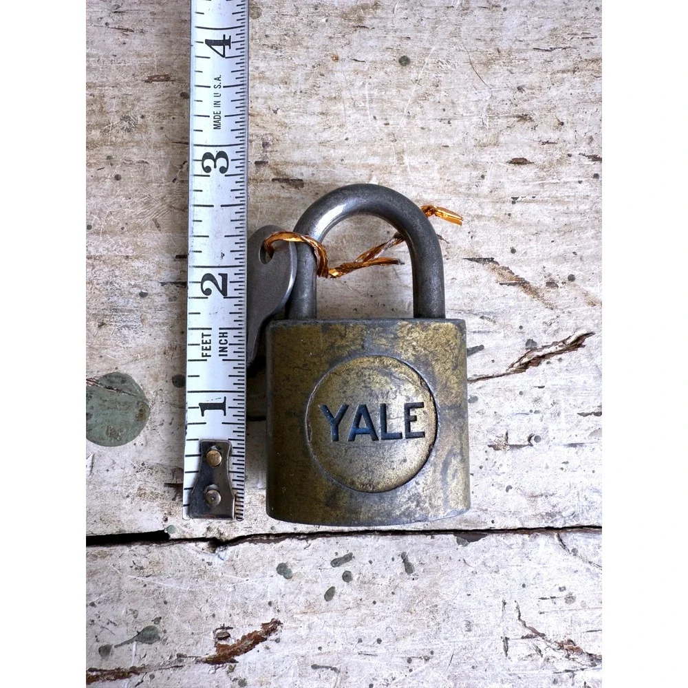 Vintage Yale Brass Padlock with Key Antique Industrial Security Lock 3 Inch - Picture 6 of 6